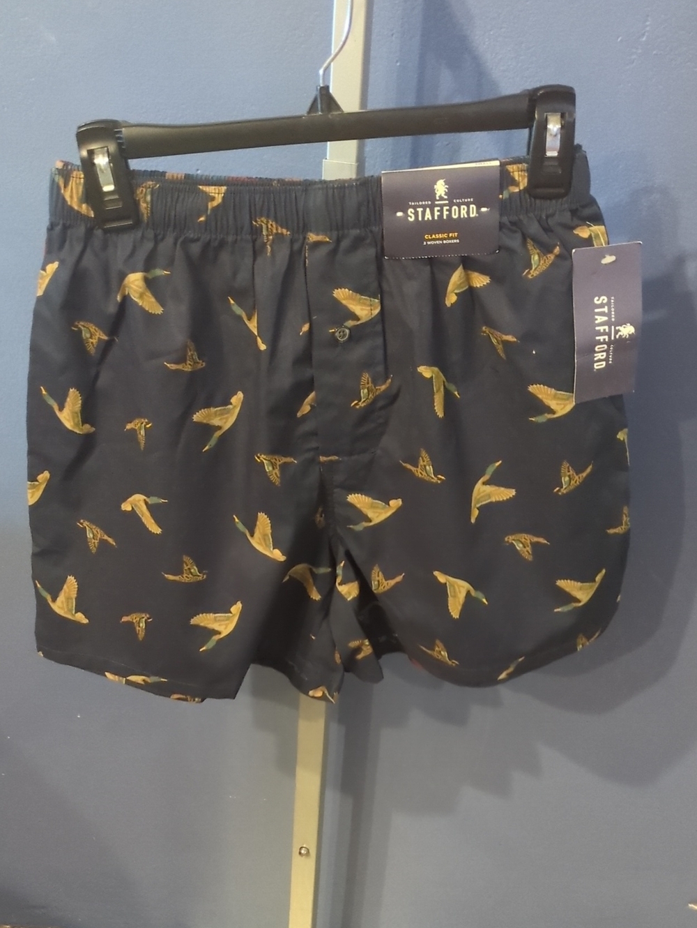 2 Pk Stafford Small Classic Fit Boxer Shorts Boxers Mallard Duck & Plaid New